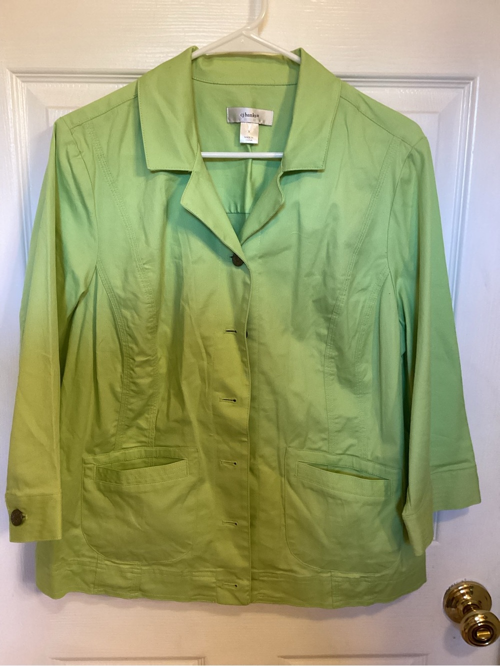 CJ Banks Lime Green Button-Front Blazer Jacket